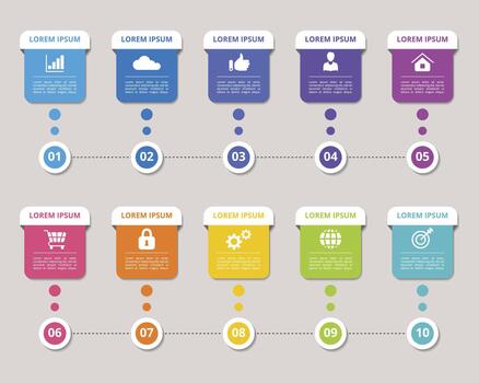 Timeline Infographic Ten Step Process vector