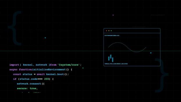 digital fuente código y datos análisis visualización en un oscuro fondo, programación interfaz, software desarrollo, tecnología innovación video