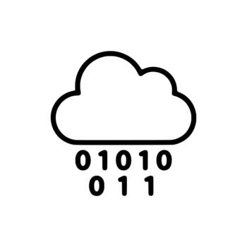 Minimalist Outline Cloud Binary Code Rain Computing Technology Information Icon vector