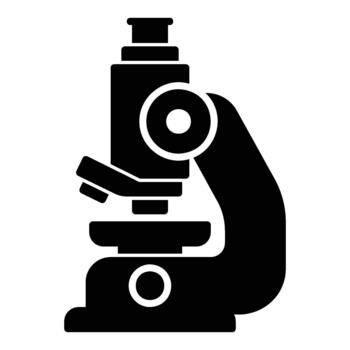 Microscope icon for studying microscopically small objects in solid style vector