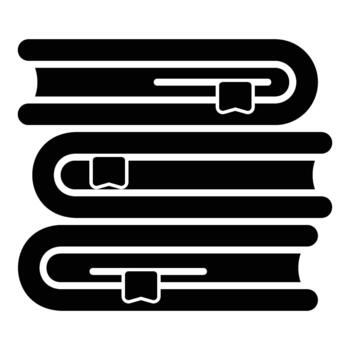 Textbook stack icon for reference and knowledge sources in solid style vector