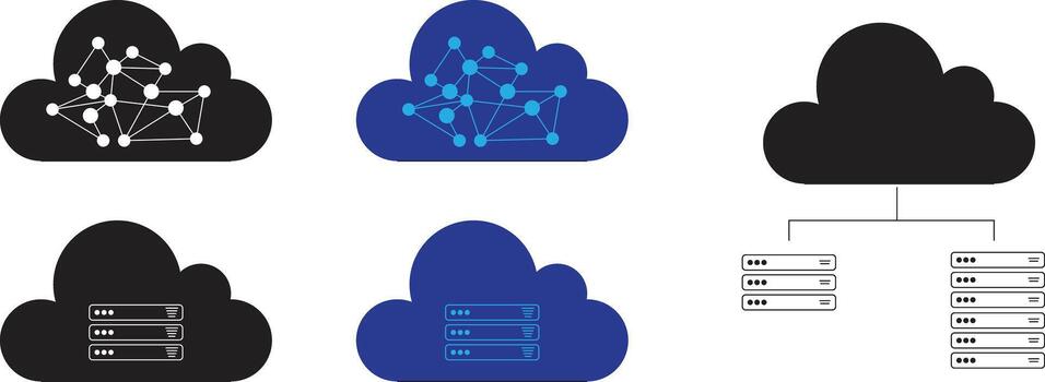 Cloud server network flat icons for data technology vector