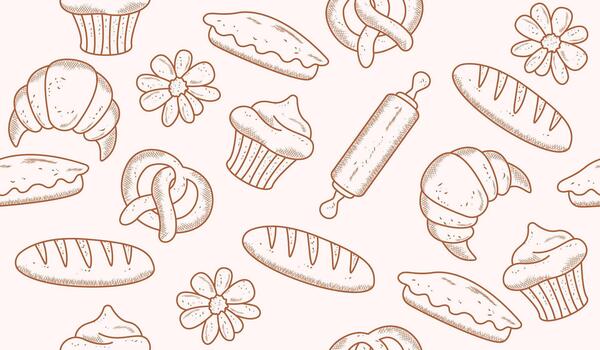 Bakery pattern background design vector