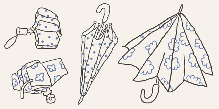 closed patterned umbrella set vector