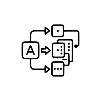 Minimalist Outline Tokenization Natural Language Processing Algorithm Workflow Icon vector