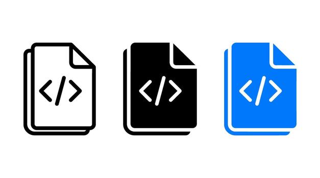 código documentación icono diseño conjunto con software programación archivo símbolos vector