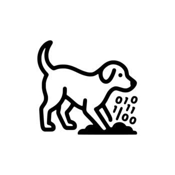 Outline Dog Digging Binary Code Data Mining Technology Concept Icon vector