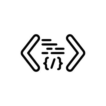 minimalista contorno codificación programación guión soporte desarrollo tecnología firmar icono vector