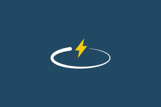 relámpago tornillo orbita anillo logo vector