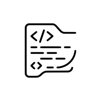 Minimalist Outline Coding Folder Document Software Development Program File Icon vector