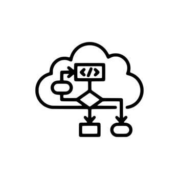 Outline Cloud Computing Flowchart Algorithm Programming Software Development Icon vector