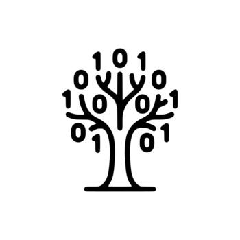 Minimalist Line Binary Code Tree Data Structure Computer Technology Icon vector
