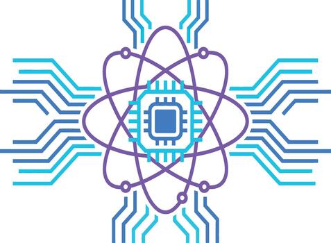 cuántico informática núcleo tecnología icono vector