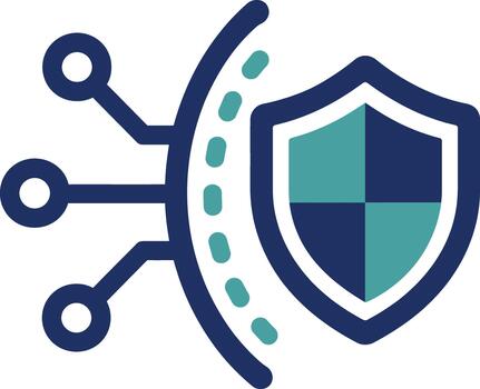 Cybersecurity Shield Network Connection Icon vector