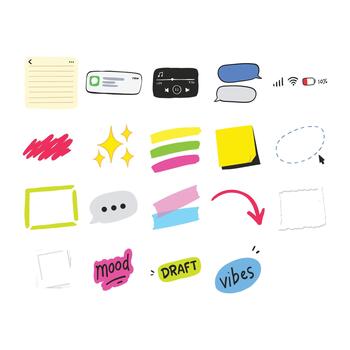 Notes App Chic Digital Scrapbook Elements vector