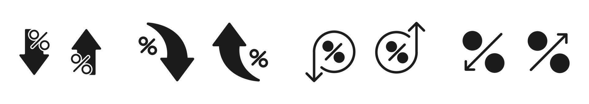 Percentage rate increase and decrease icon set vector