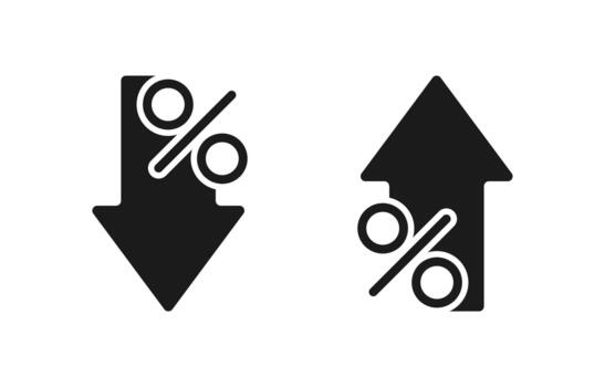 Interest rate increase and decrease icons vector