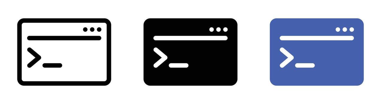 terminal mando línea interfaz icono conjunto vector