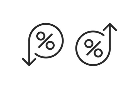 Interest rate increase and decrease icon vector