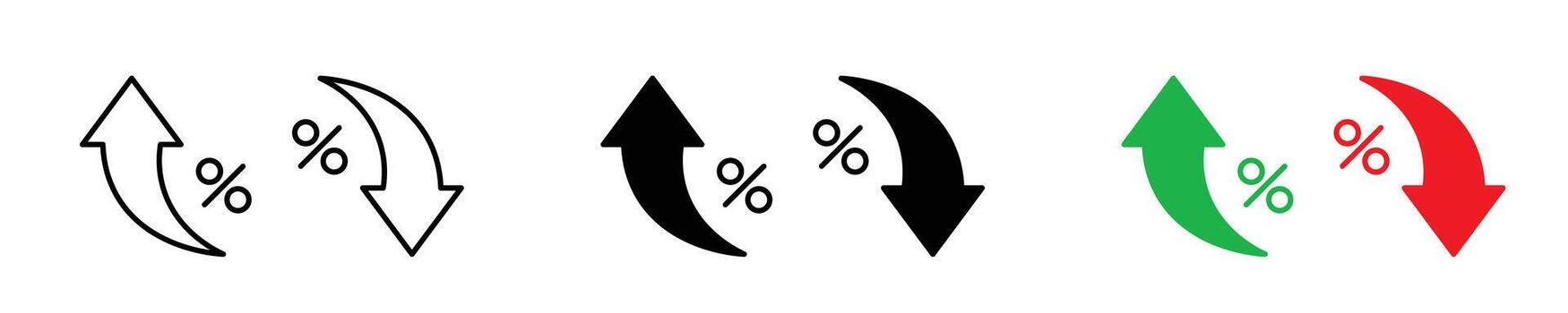 Percentage increase and decrease arrow icons set vector