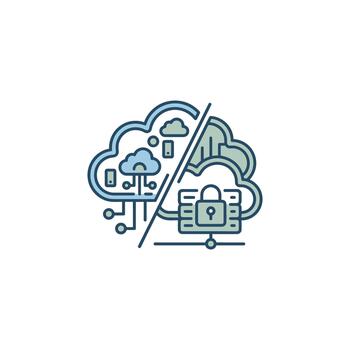 nube informática seguridad icono con datos candado vector