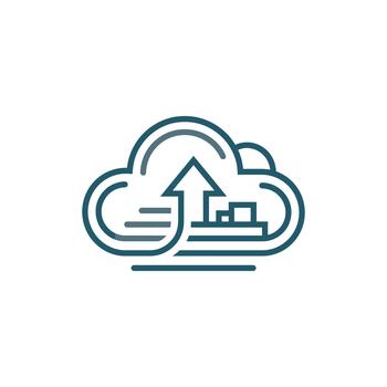 Cloud computing upload icon with data arrow. vector