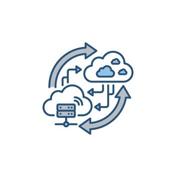 Cloud computing data transfer network server icon. vector