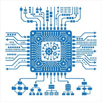 pastilla procesador y central Procesando unidad circuito concepto vector