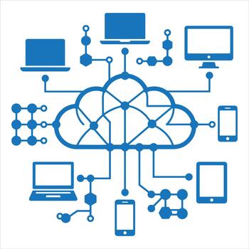 nube informática red infraestructura con conectado dispositivos vector