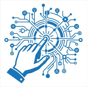 Interactive Touch Screen and Digital Interface Control Concept vector
