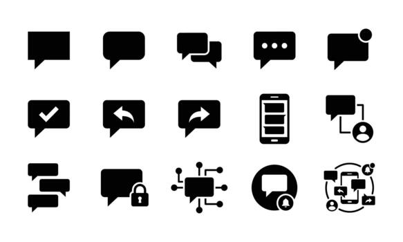Rectangular Chat Bubble and Messaging Icon Set vector