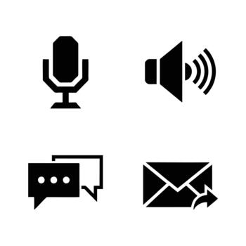 Communication icon set flat solid vector