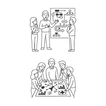 Man explaining strategy vector