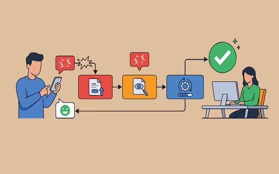 Digital workflow process with user and computer operator vector