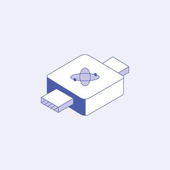 Isometric quantum computing processor module on light background vector