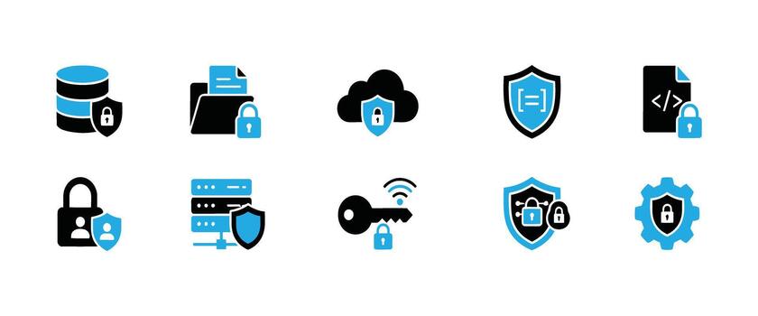 Data security icon set editable stroke vector