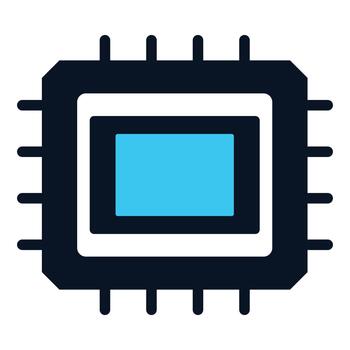 Microprocessor Chip with Cyan Rectangular Core vector