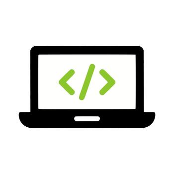 Laptop Computer Showing Programming Code On Screen vector