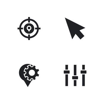 Solid Target Cursor Settings Control App Icon Set vector