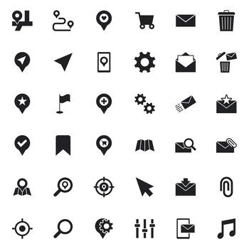 Comprehensive Solid User Interface Navigation App Icon Set vector