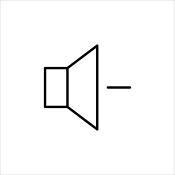 Speaker volume decrease outline icon for media application vector