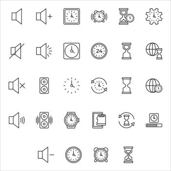 Complete outline interface icon bundle for web development vector