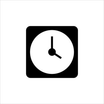 Minimalist solid clock in square for dashboard interface vector