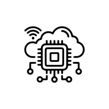 Outline Cloud Computing Microchip Processor Network Connection Technology Icon vector