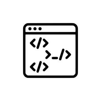 minimalista contorno web codificación navegador ventana programación desarrollo tecnología icono vector
