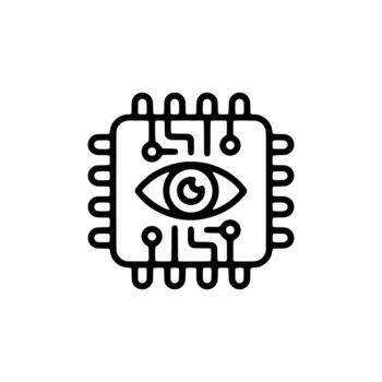 Outline Computer Vision Chip Artificial Intelligence Microprocessor Tech Icon vector
