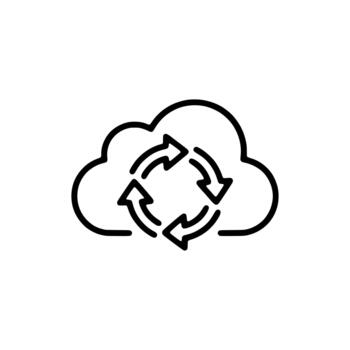 contorno nube informática sincronización actualizar ciclo flecha tecnología icono vector