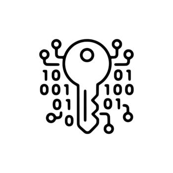 Outline Digital Key Security Binary Code Circuit Technology Icon vector