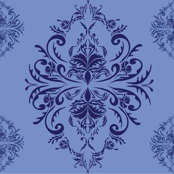 Blue damask pattern vector