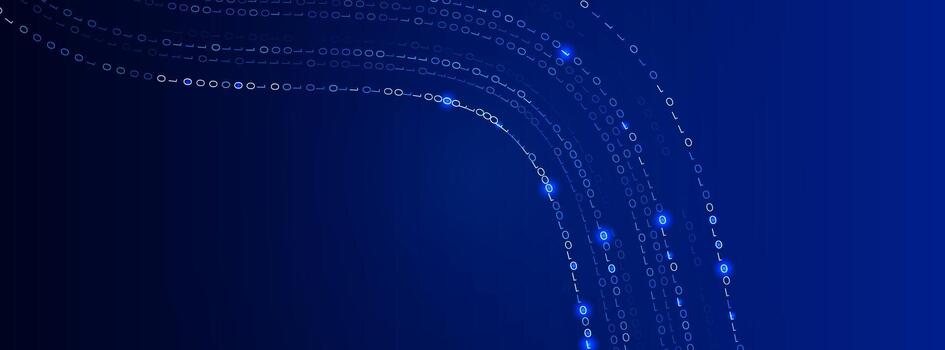 Binary Computer Code Wavy Data Flow Backdrop, BigData Digital Wave Matrix Stream, Blue Gradient Technology Background. 0 1 One Zero Numbers, Programming Coding BG, Cyber Security Concept. vector